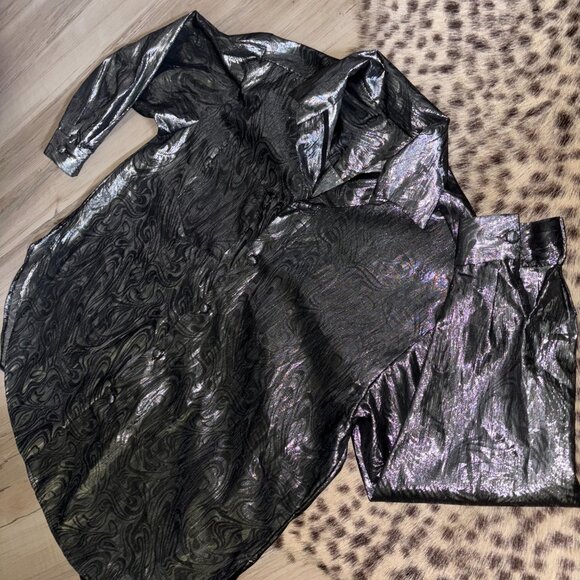 Vintage Silver Metallic Paisley Motif Blouse - Picture 8 of 9